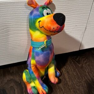 Toy Factory Scooby Doo Tye Dye Dyed Multi color Rainbow plush 8” stuff animal